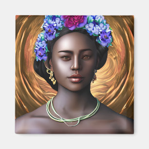 Black Goddess African-American Woman AI Art Magnet