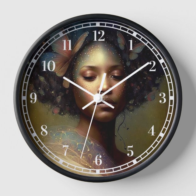 Black Goddess Fantasy Art Clock (Front)