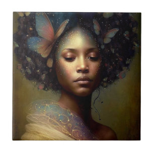 Black Goddess Fantasy Art Tile