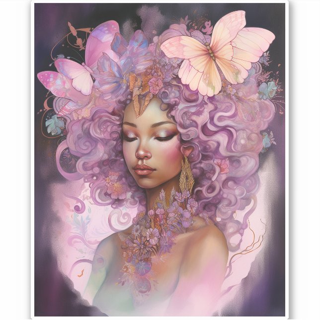 Black Goddess Pink Purple Fantasy Art (Front)