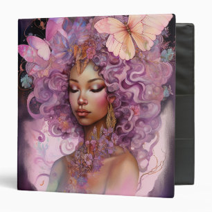 Black Goddess Pink Purple Fantasy Art Binder