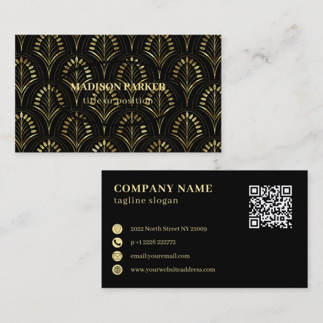 Black & Gol Art Deco Business Card (Front/Back)