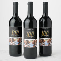 Black gold 100th birthday multi photo party 
