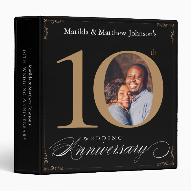 Black Gold 10th Anniversary Calligraphy Photo Binder (Front/Spine)