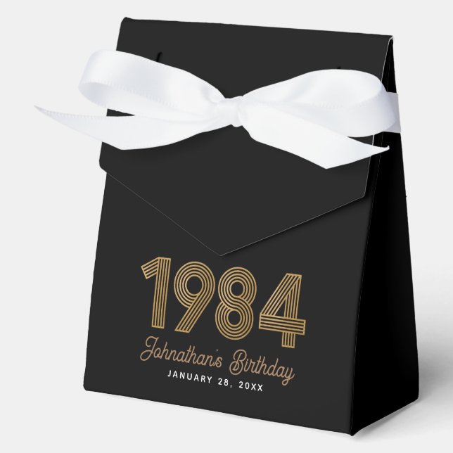 Black Gold 1984 40th Birthday Favor Box (Front)