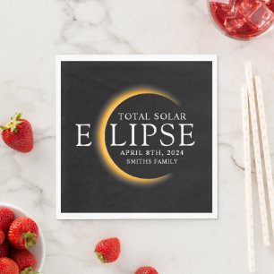 Black & Gold 2024 Texas Total Solar Eclipse Family Napkin