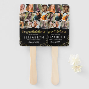 Black Gold 2025 Graduation Photo Hand Fan