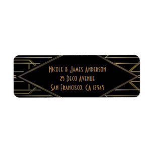 Black & Gold 20's Art Déco Gatsby Glam Mariage