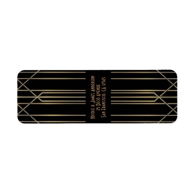 Black & Gold 20's Art Déco Gatsby Glam Mariage (Devant)