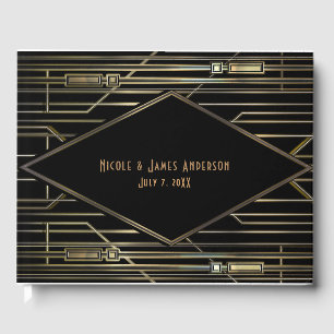 Black & Gold 20's Art Deco Gatsby Glam Wedding Guest Book