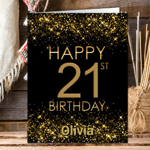 Black Gold 21st Birthday Card