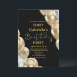 Black Gold 40th Birthday   Invitation<br><div class="desc">Modern black and gold with silver invitation Template is perfect for stylish birthday party. Elegant-minimalistic themed invite is full of fun and modern design elements,  elegant calligraphy and modern fonts. Birthdays are special days,  and this invite can help it make a memorable for friends.</div>