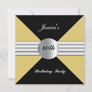 Black gold 40th Birthday Party Invitation