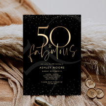 Black Gold 50 and Fabulous Birthday Invitation