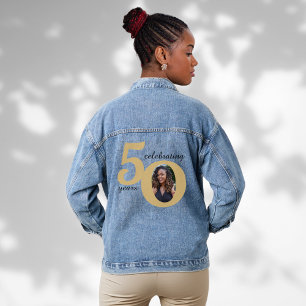Black & Gold 50 Fifty Years 50th Birthday Denim Jacket
