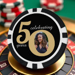 Black & Gold 50 Photo Fifty Years 50th Birthday Poker Chips<br><div class="desc">Black and gold happy birthday poker chip for a 50 year old.  Unisex design great for women or for men.  Customize the age to suit your occasion and add a personal photograph of the recipient.  Great for a 50th anniversary or birthday party decoration for a fiftieth birthday bash.</div>