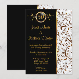Black & Gold 50e Anniversaire - Invitation