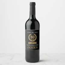 Black & Gold 50e Anniversaire Vins Étiquettes