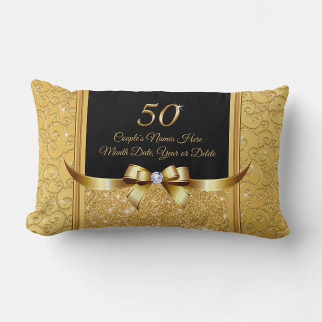 Black Gold 50th Anniversary Gift Ideas Anniversary Lumbar Pillow (Front)