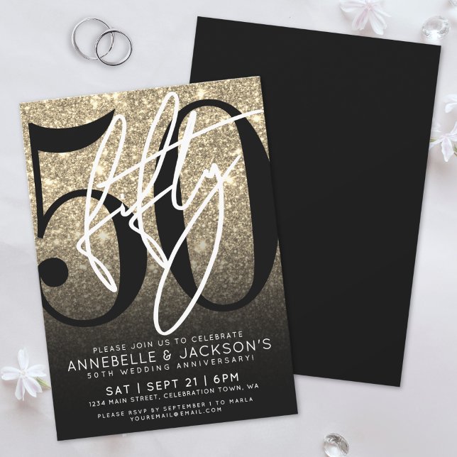 Black Gold 50th Anniversary Party Invitation (Black Gold 50th Anniversary Party Invitation)