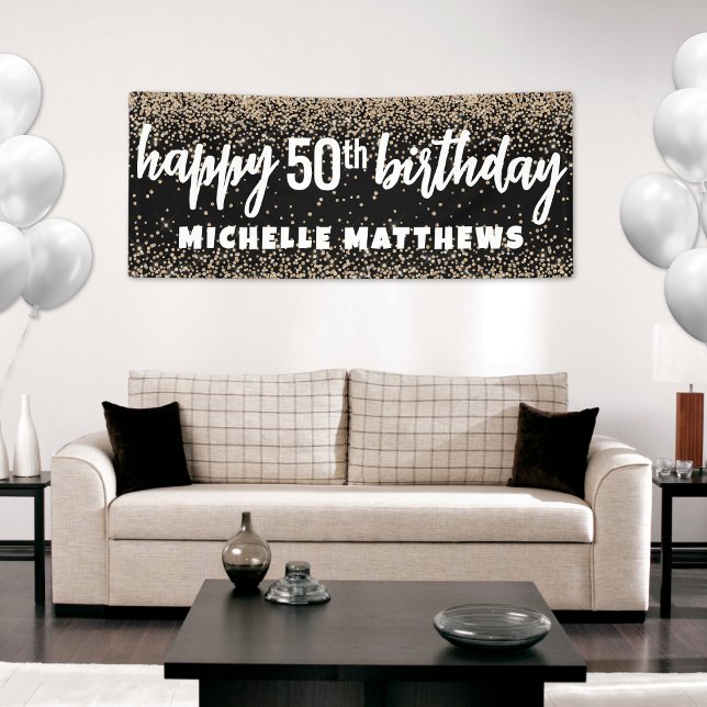Black Gold 50th Birthday Banner (Black Gold 50th Birthday Banner)