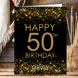 Black Gold 50th Birthday Card<br><div class="desc">This 50th birthday card is a perfect way to extend your greetings. Add a personal touch by including your favourite photo on the back.</div>