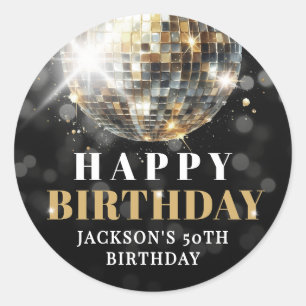 Black Gold 50th Birthday Classic Round Sticker