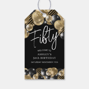 Black Gold 50th Birthday Gift Tags