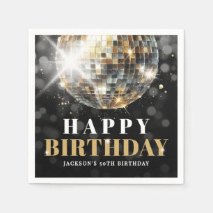 Black Gold 50th Birthday Party Napkin