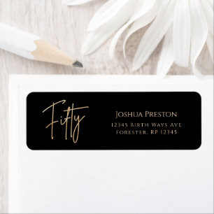 Black & Gold 50th Birthday Return Address Label