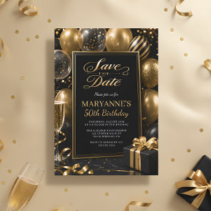 Black Gold 50th Birthday Save The Date