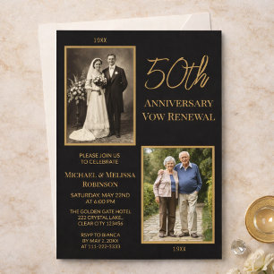 Black Gold 50th Wedding Anniversary Invitation