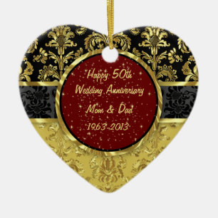 Black & Gold 50th Wedding Anniversary Ornament