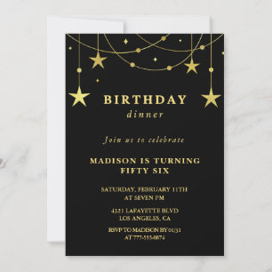 Black Gold 56th birthday invitations  Stars