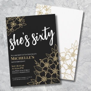 Black Gold 60th Birthday Party Invitation