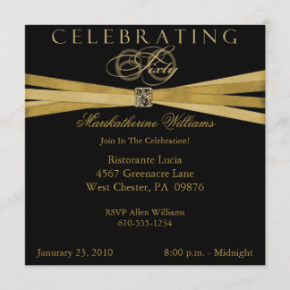 Black & Gold 60th Birthday Party Invitations