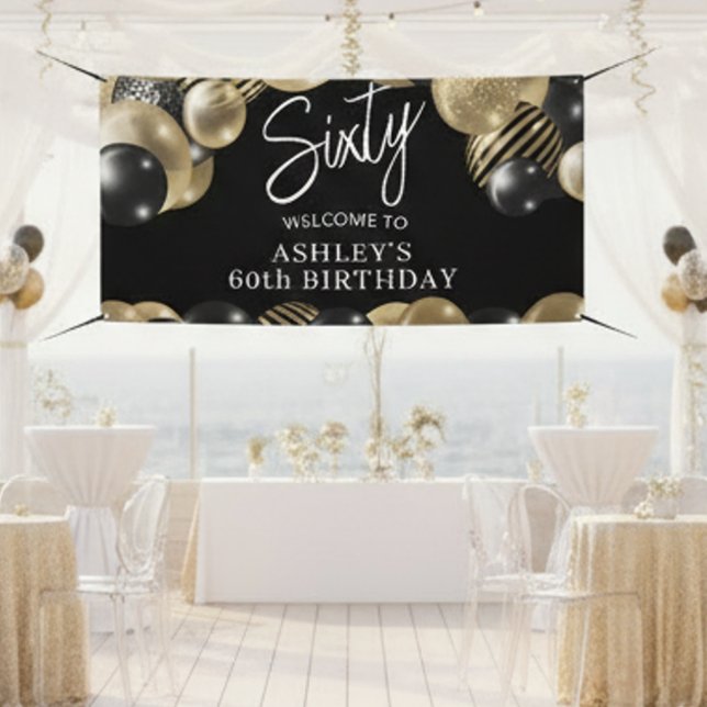 Black Gold 60th Birthday Welcome Banner (Creator Uploaded)