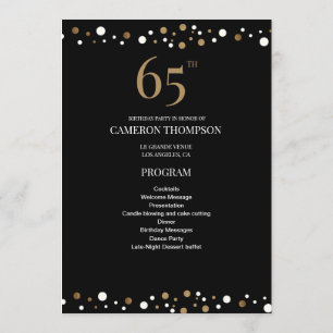 Black Gold 65th birthday Elegant Party Program