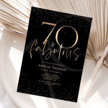 Black Gold 70 and Fabulous Birthday Invitation