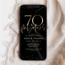 Black Gold 70 and Fabulous Birthday Mobile Invite