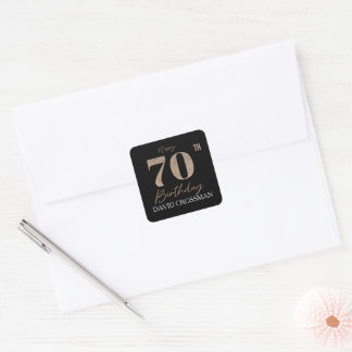 Black Gold 70th Birthday Milestone Personalized Square Sticker