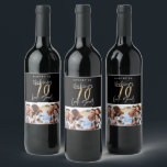 Black gold 70th birthday multi photo party  wine label<br><div class="desc">Celebrate your 70th birthday in style with these black,  white and gold effect 70 and fabulous birthday party labels. A modern design with script text2 photo and bold graphics. Change the colour to customise. Part of a collection.</div>
