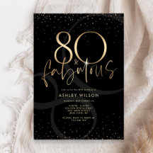Black Gold 80 and Fabulous Birthday Invitation