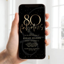 Black Gold 80 and Fabulous Birthday Phone Invite