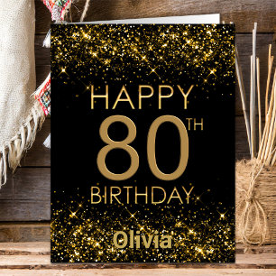 Black Gold 80th Birthday Card