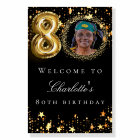 Black gold 80th photo birthday party welcome