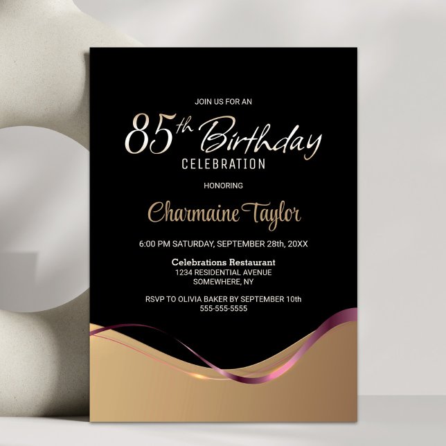 Black Gold 85th Birthday Party Invitation (Créateur téléchargé)