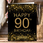 Black Gold 90th Birthday Card<br><div class="desc">This 90th birthday card is a perfect way to extend your greetings. Add a personal touch by including your favourite photo on the back.</div>