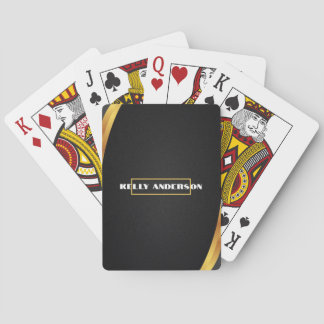 Black & Gold Abstract Design with Custom Text Playing Cards