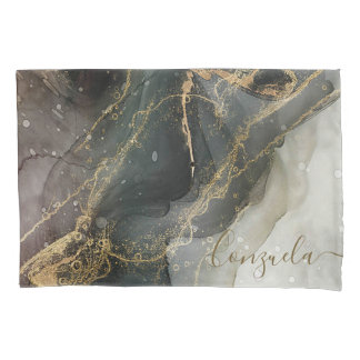 Black Gold Abstract Marble Pillowcase